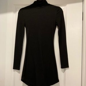 Long sleeved black midi sweater turtleneck dress